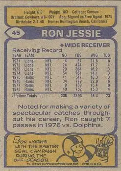 1979 Topps #45 - Ron Jessie - Los Angeles Rams