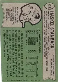 1978 Topps #123 - Haskel Stanback - Atlanta Falcons