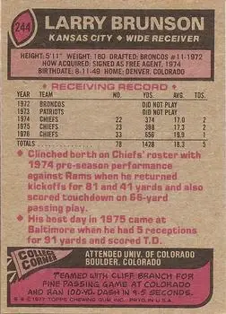 1977 Topps #244 - Larry Brunson - Kansas City Chiefs