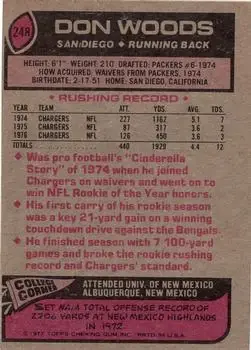 1977 Topps #248 - Don Woods - San Diego Chargers