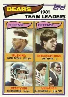 1982 Topps #292 - Card #292 - Chicago Bears