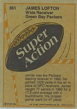 1981 Topps #361 - James Lofton - Green Bay Packers