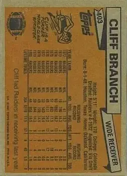 1981 Topps #403 - Cliff Branch - Oakland Raiders