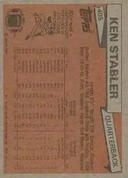 1981 Topps #405 - Ken Stabler - Houston Oilers