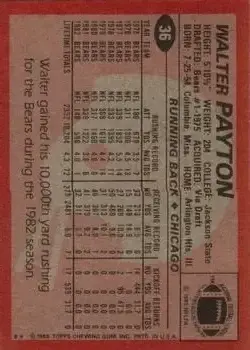 1983 Topps #36 - Walter Payton - Chicago Bears
