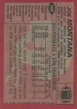 1983 Topps #169 - Joe Montana - San Francisco 49ers