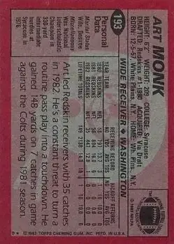 1983 Topps #193 - Art Monk - Washington Redskins