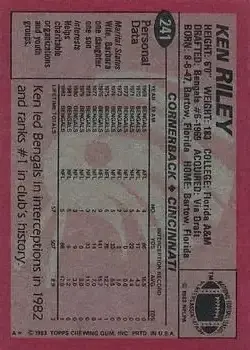 1983 Topps #241 - Ken Riley - Cincinnati Bengals