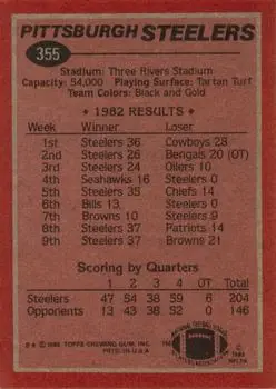 1983 Topps #355 - Franco Harris - Pittsburgh Steelers