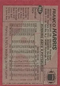 1983 Topps #362 - Franco Harris - Pittsburgh Steelers