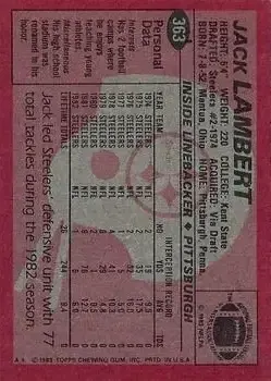 1983 Topps #363 - Jack Lambert - Pittsburgh Steelers