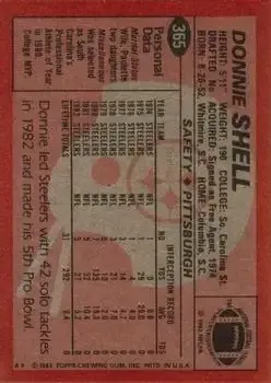1983 Topps #365 - Donnie Shell - Pittsburgh Steelers