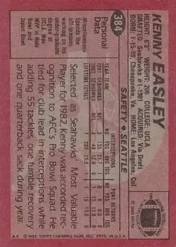 1983 Topps #384 - Kenny Easley - Seattle Seahawks