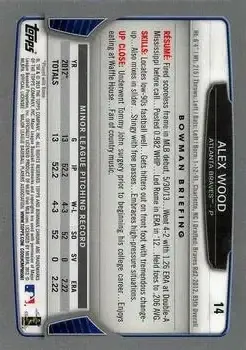 2013 Bowman Chrome #14 - Alex Wood - Atlanta Braves - Back