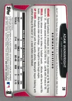 2013 Bowman Chrome #38 - Adam Wainwright - St. Louis Cardinals - Back