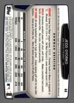 2013 Bowman Chrome #44 - Jedd Gyorko - San Diego Padres - Back