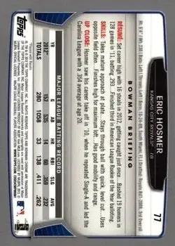2013 Bowman Chrome #77 - Eric Hosmer - Kansas City Royals - Back