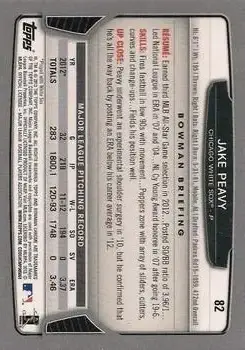 2013 Bowman Chrome #82 - Jake Peavy - Chicago White Sox - Back