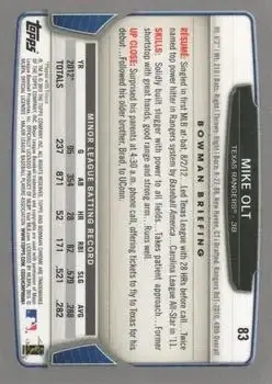 2013 Bowman Chrome #83 - Mike Olt - Texas Rangers - Back