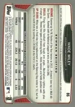 2013 Bowman Chrome #86 - Wade Miley - Arizona Diamondbacks - Back