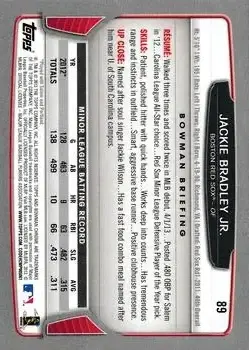 2013 Bowman Chrome #89 - Jackie Bradley Jr. - Boston Red Sox - Back