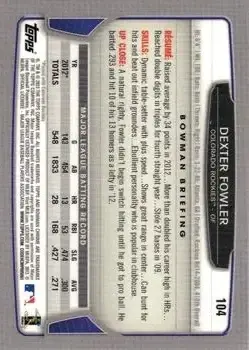 2013 Bowman Chrome #104 - Dexter Fowler - Colorado Rockies - Back