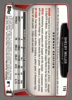 2013 Bowman Chrome #116 - Shelby Miller - St. Louis Cardinals - Back