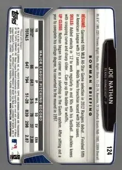 2013 Bowman Chrome #124 - Joe Nathan - Texas Rangers - Back