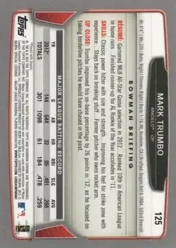 2013 Bowman Chrome #125 - Mark Trumbo - Los Angeles Angels - Back
