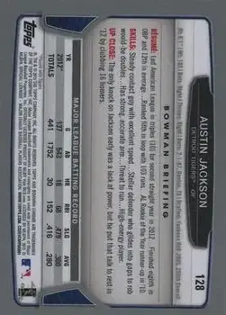 2013 Bowman Chrome #128 - Austin Jackson - Detroit Tigers - Back