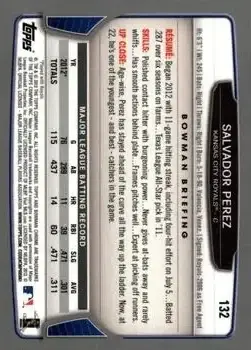 2013 Bowman Chrome #132 - Salvador Perez - Kansas City Royals - Back