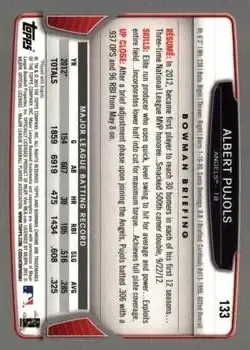 2013 Bowman Chrome #133 - Albert Pujols - Los Angeles Angels - Back