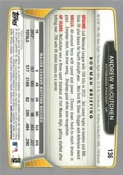 2013 Bowman Chrome #136 - Andrew McCutchen - Pittsburgh Pirates - Back