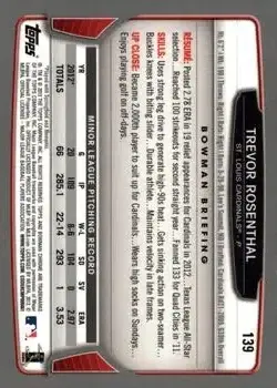 2013 Bowman Chrome #139 - Trevor Rosenthal - St. Louis Cardinals - Back