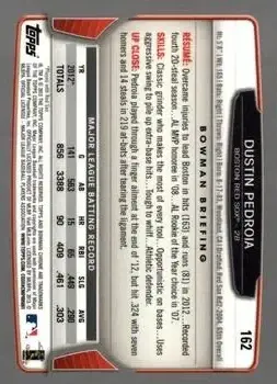 2013 Bowman Chrome #162 - Dustin Pedroia - Boston Red Sox - Back