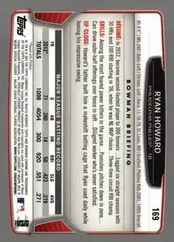 2013 Bowman Chrome #169 - Ryan Howard - Philadelphia Phillies - Back