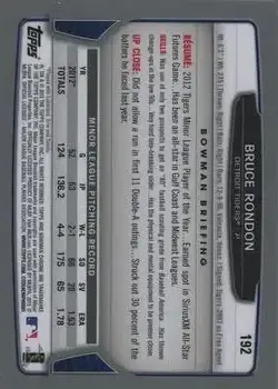 2013 Bowman Chrome #192 - Bruce Rondon - Detroit Tigers - Back
