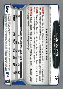 2013 Bowman Chrome #214 - Brian McCann - Atlanta Braves - Back