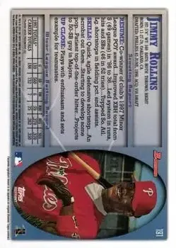 2013 Bowman Chrome - Blue Sapphire Refractor Rookie Reprints #181 - Jimmy Rollins - Philadelphia Phillies - Back