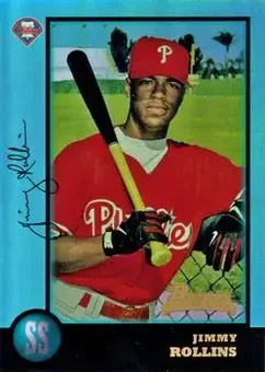 2013 Bowman Chrome - Blue Sapphire Refractor Rookie Reprints #181 - Jimmy Rollins - Philadelphia Phillies