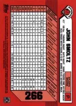 2013 Bowman Chrome - Blue Sapphire Refractor Rookie Reprints #266 - John Smoltz - Atlanta Braves - Back