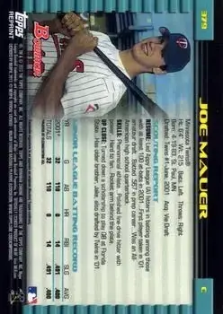 2013 Bowman Chrome - Blue Sapphire Refractor Rookie Reprints #379 - Joe Mauer - Minnesota Twins - Back