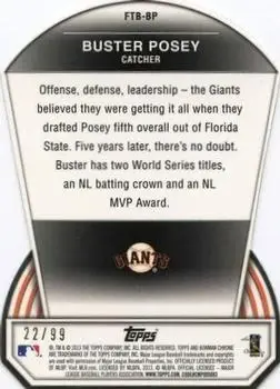 2013 Bowman Chrome - Fit the Bill #FTB-BP - Buster Posey - San Francisco Giants - Back