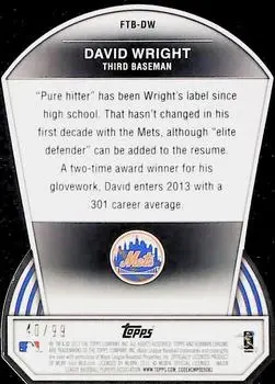 2013 Bowman Chrome - Fit the Bill #FTB-DW - David Wright - New York Mets - Back