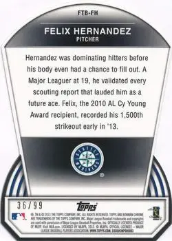 2013 Bowman Chrome - Fit the Bill #FTB-FH - Felix Hernandez - Seattle Mariners - Back