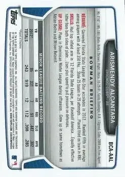 2013 Bowman Chrome - Prospect Autographs #BCA-AAL - Arismendy Alcantara - Chicago Cubs - Back