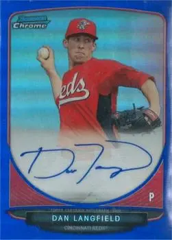 2013 Bowman Chrome - Prospect Autographs Blue Refractor #BCA-DL - Dan Langfield - Cincinnati Reds