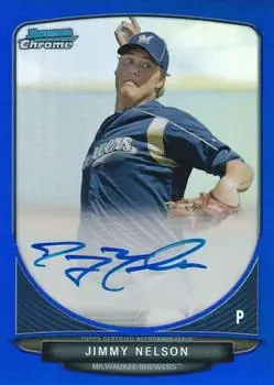 2013 Bowman Chrome - Prospect Autographs Blue Refractor #BCA-JN - Jimmy Nelson - Milwaukee Brewers