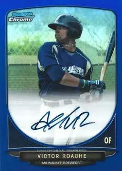 2013 Bowman Chrome - Prospect Autographs Blue Refractor #BCA-VR - Victor Roache - Milwaukee Brewers