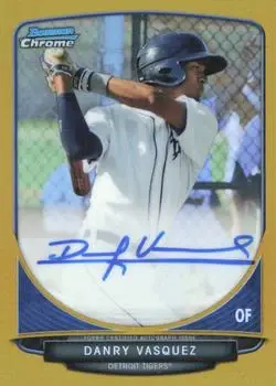 2013 Bowman Chrome - Prospect Autographs Gold Refractor #BCA-DV - Danry Vasquez - Detroit Tigers